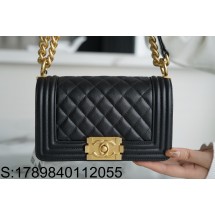 [JD] 샤넬 보이 빈티지 금장 캐비어 플랩백 12*20*8.5cm 블랙 스몰 CHANEL