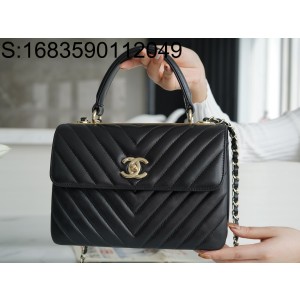 [JD] 샤넬 금장 트렌디 CC V스티치 플랩 핸들백 25cm 블랙 CHANEL