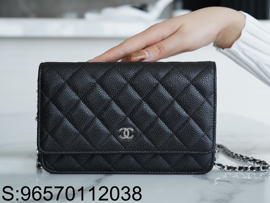 [JD] 샤넬 클래식 캐비어 WOC 은장 체인 백 19cm 블랙 CHANEL