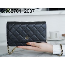 [JD] 샤넬 클래식 캐비어 WOC 금장 체인 백 19cm 블랙 CHANEL