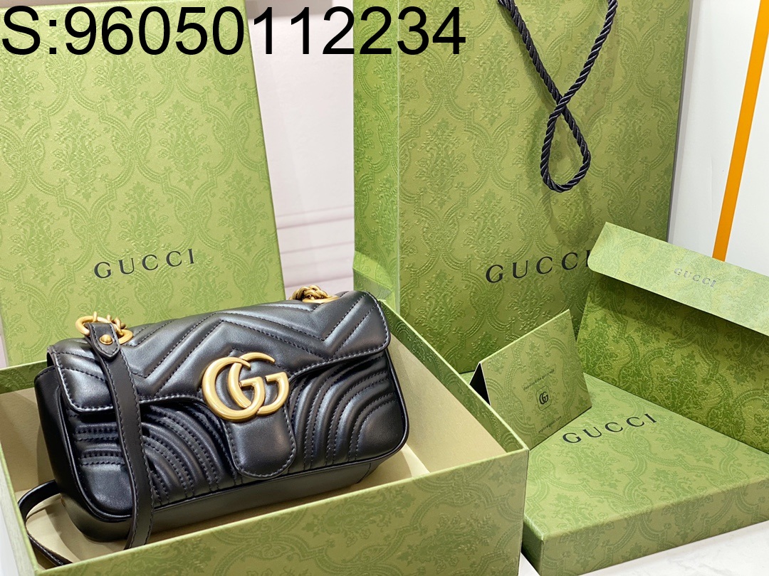 [JHL] 구찌 마몬트 마틀라세 레더 체인 숄더백 446744 22*13*6cm 블랙 Gucci