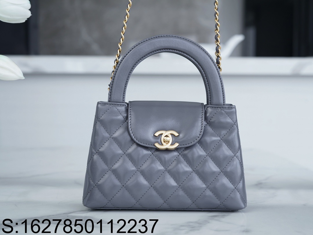 [JD] 샤넬 금장 24A 켈리 핸들 숄더백 다크 그레이 라지 13*19*7cm CHANEL