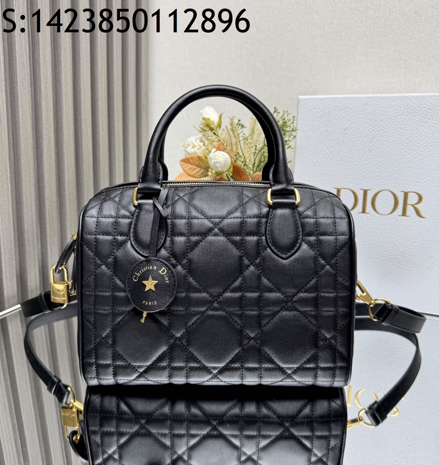 [JHL] 디올 까나쥬 그루브 25 볼링백 25*19*16cm 블랙 Dior