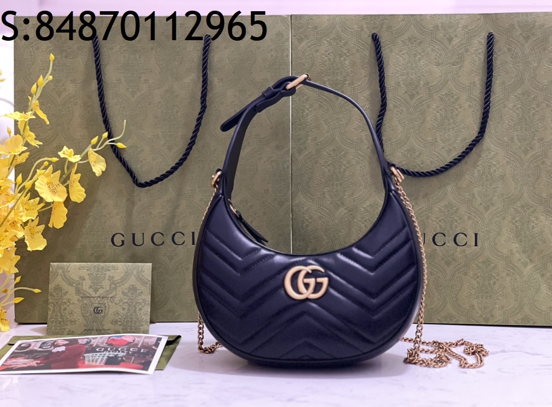 [JHL] 구찌 GG 마몬트 하프문 숄더백 699514 21.5*11*5cm 블랙 Gucci