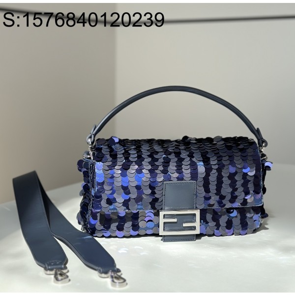 [니콜] 펜디 은장 바게트 반짝이 숄더백 27*7*13cm 블루 Fendi