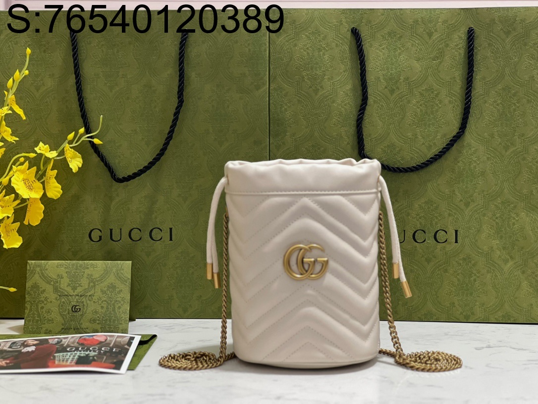 [JHL] 구찌 GG 마몬트 버킷백 515763 17*19*10cm 화이트 Gucci