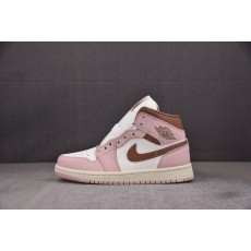 【CJ】WMNS Air Jordan 1 Mid Pink Oxford Brown 粉棕 BQ6472-620