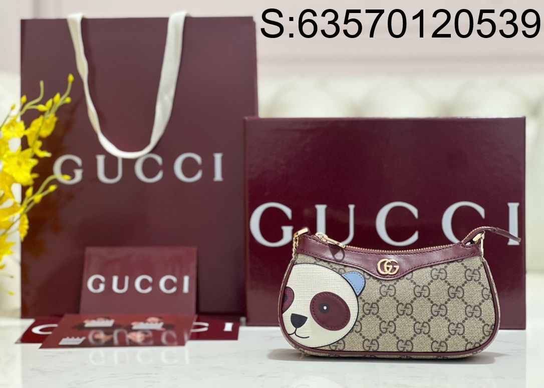 [JHL] 구찌 팬더 티테일 패브릭 미니백 818763 10*19*3.5cm 와인 Gucci