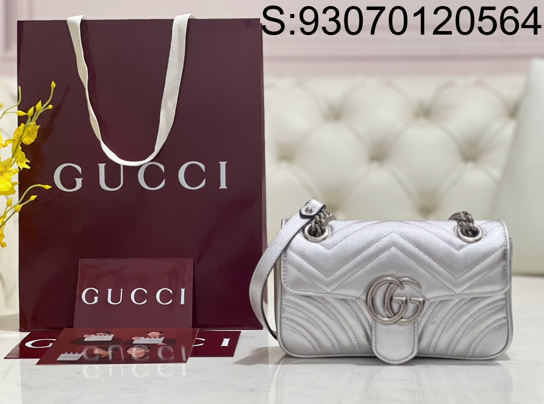 [JHL] 구찌 GG 마몽 마틀라세 숄더백 446744 22*14*6cm 은색 Gucci