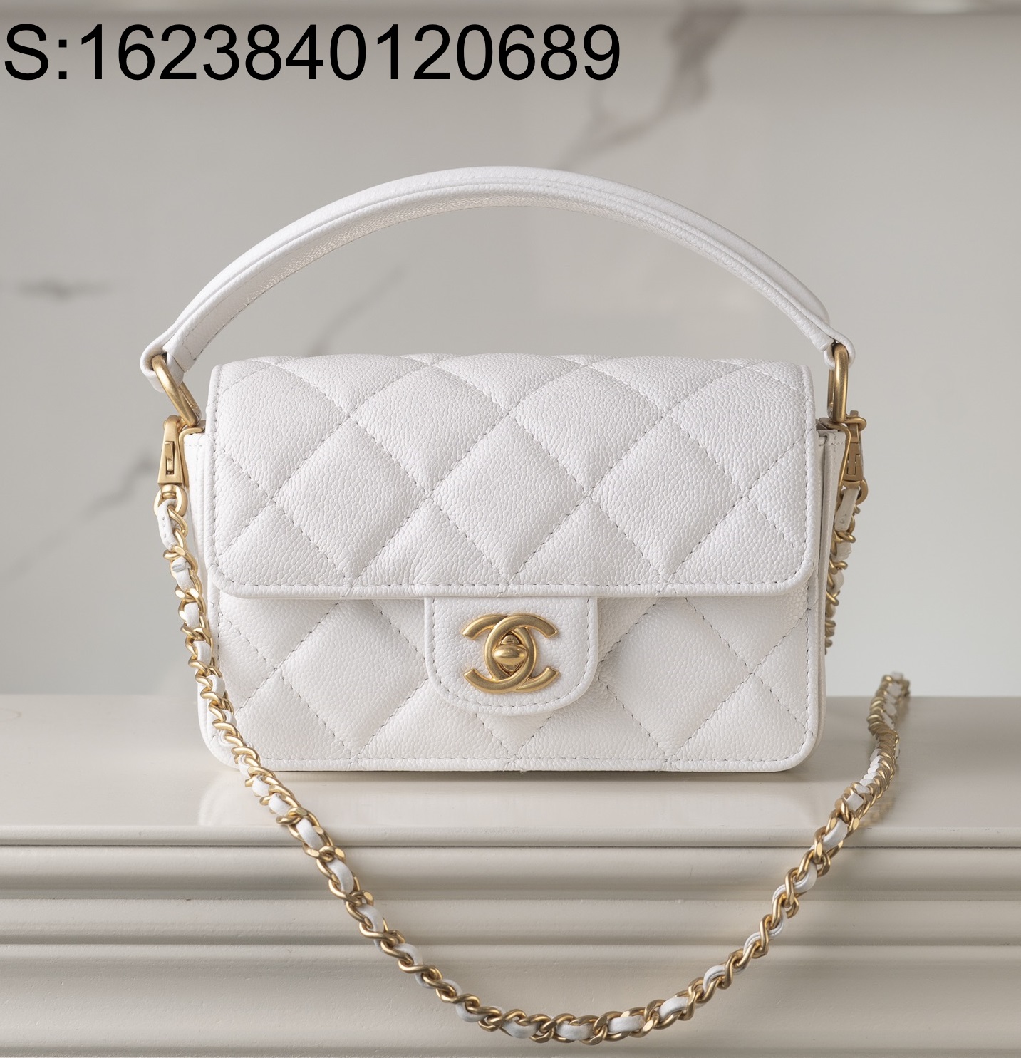 [JD] 샤넬 24K 금장 CF 플랩 토트백 화이트 미니 11*16*4cm CHANEL