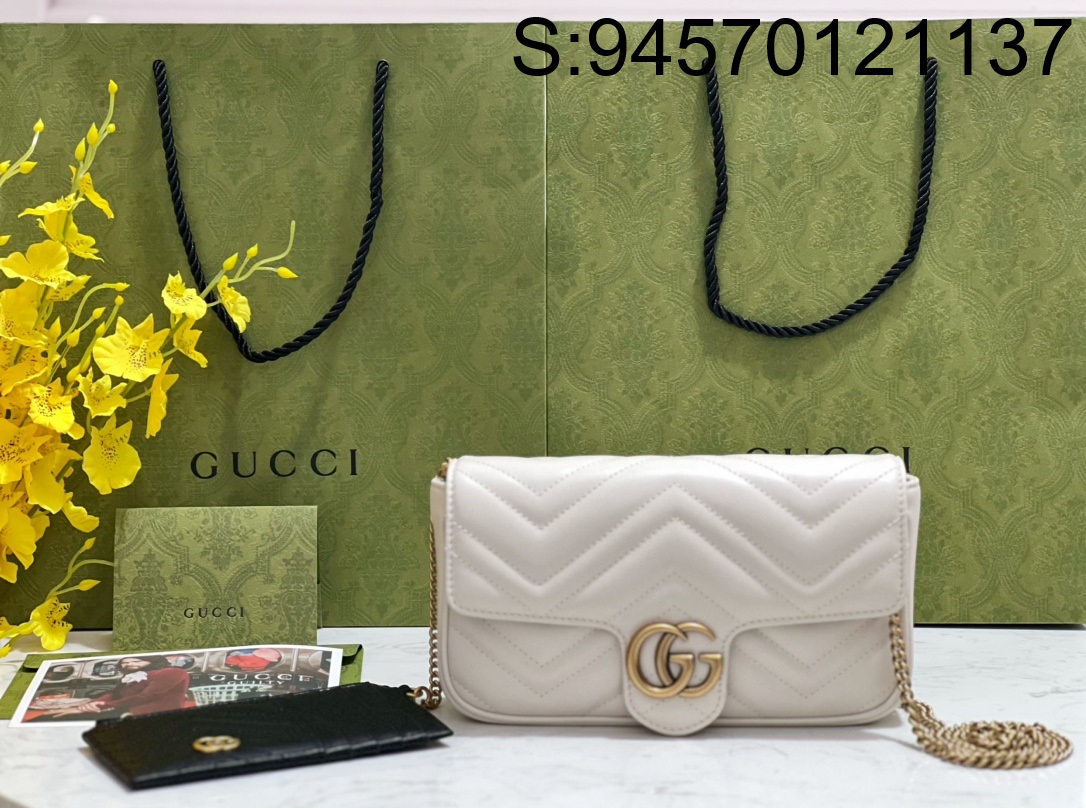 [JHL] 구찌 GG 마몬트 체인 숄더백 751526 21*12*5cm 화이트 Gucci