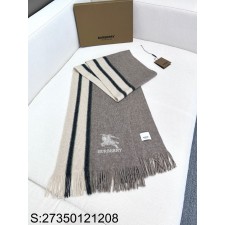 AGG 버버리 캐시미어 승마 자수 배색 스카프 라이트 브라운 30*180cm burberry