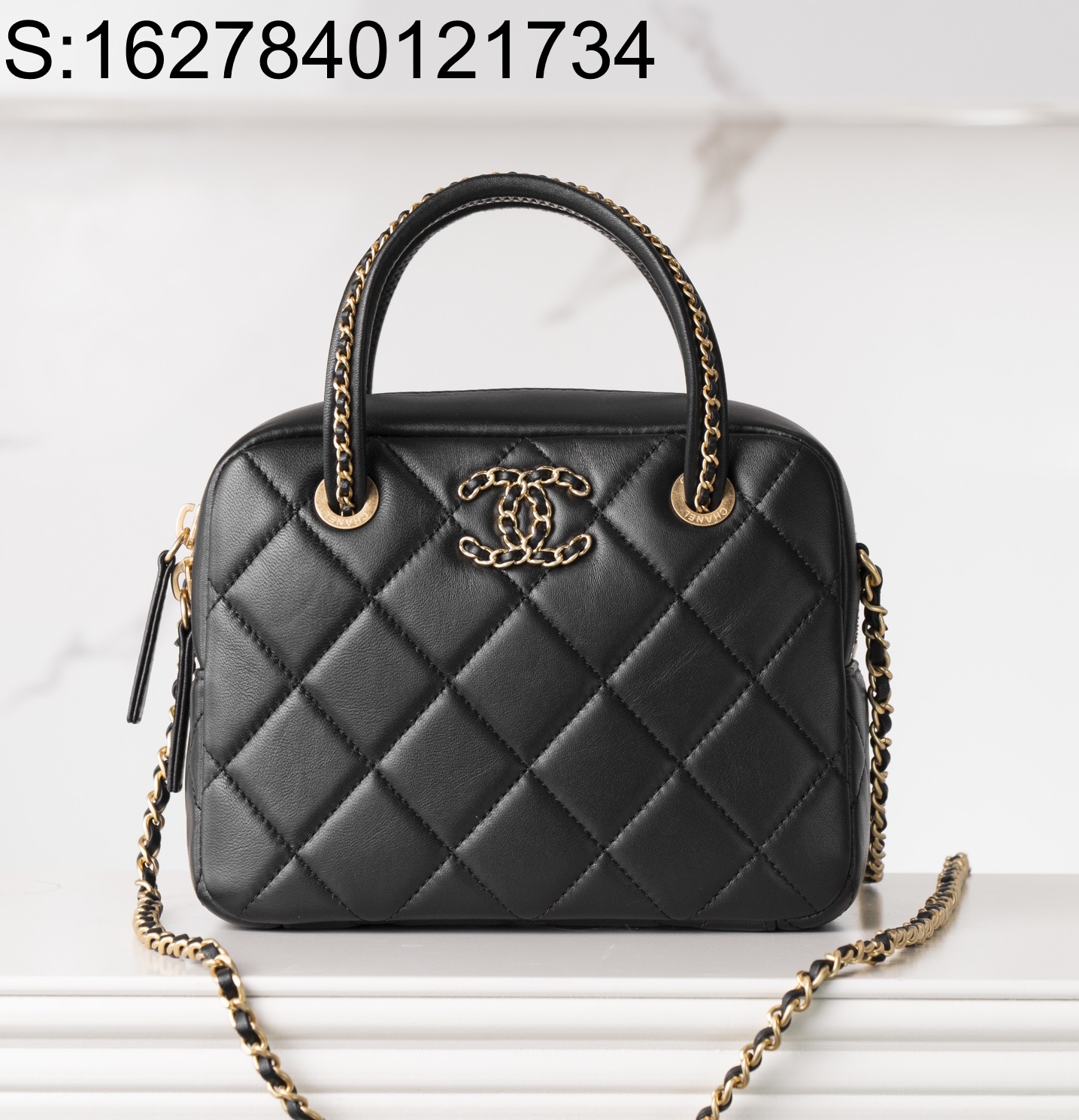 [JD] 샤넬 금장 25C 핸들 볼링백 블랙 22*18*7cm CHANEL