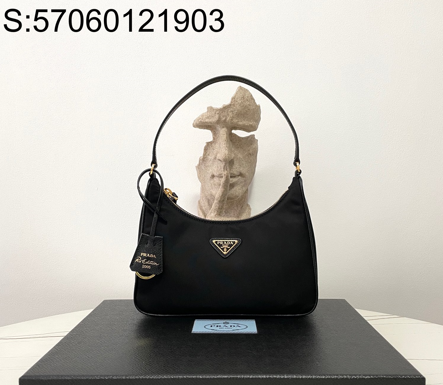 black frame 공장 프라다 호보백 1NE204 23*17*6cm 금장 블랙 Prada