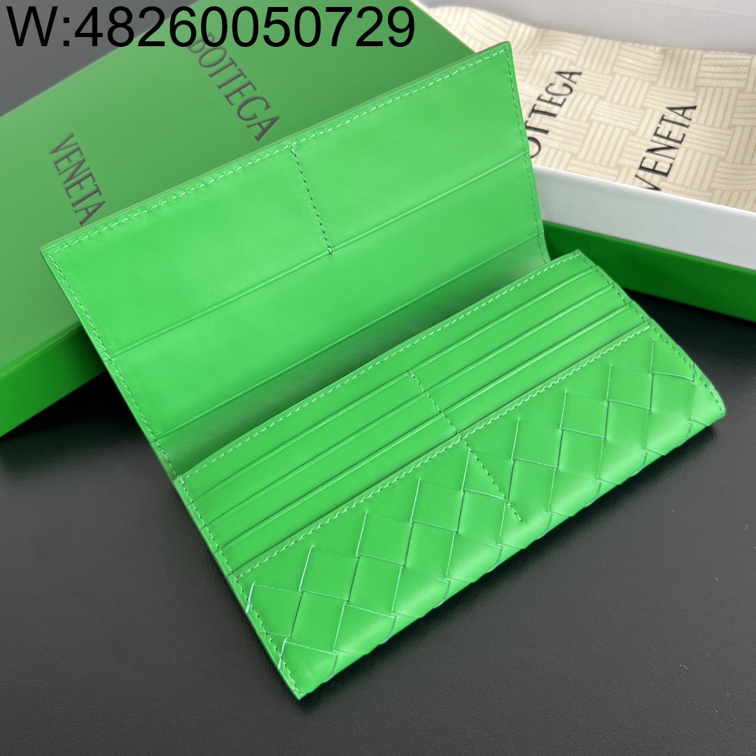 징 팩토리 보테가베네타 동전 지갑을 갖춘 인트레치아토 장지갑 749438 19*9.5*1.5cm 그린