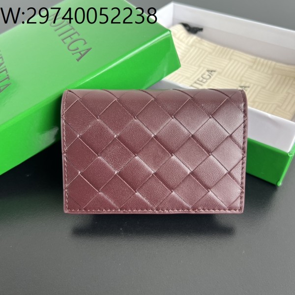징 팩토리 보테가베네타 인트레치아토 명함 케이스 와인 단색 667141 11*7.5*2.5cm