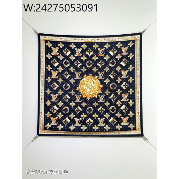 AGG 루이비통 모노그램 LV 락스 Locks 90 스쿼어 스카프 블랙