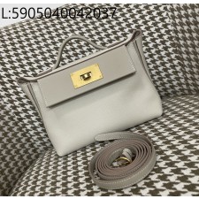 [장인의집,심안공장] 에르메스 2424 미니 금장 배색 회백색  eve/sw