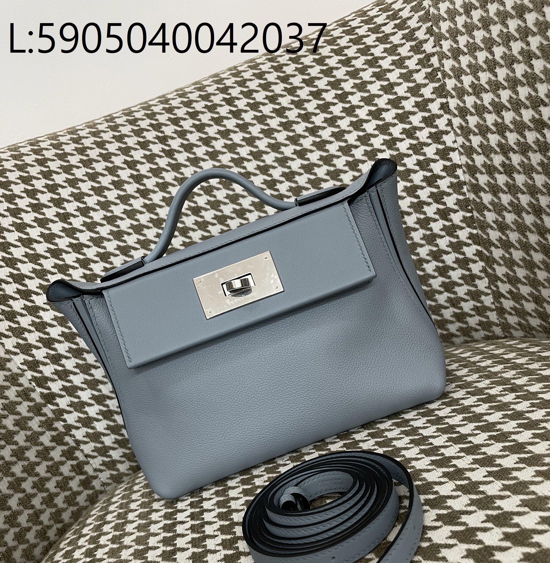 [장인의집,심안공장] 에르메스 2424 미니 은장 배색 라이트 블루 eve/sw