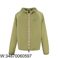 [잔디집2] 버버리 승마 체크 줄 이음 바람막이 그린