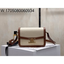 백경 셀린느 클래식 트리옹프 백 텍스타일 카프스킨 22.5*16.5*7.5cm 내추럴 탠 191242