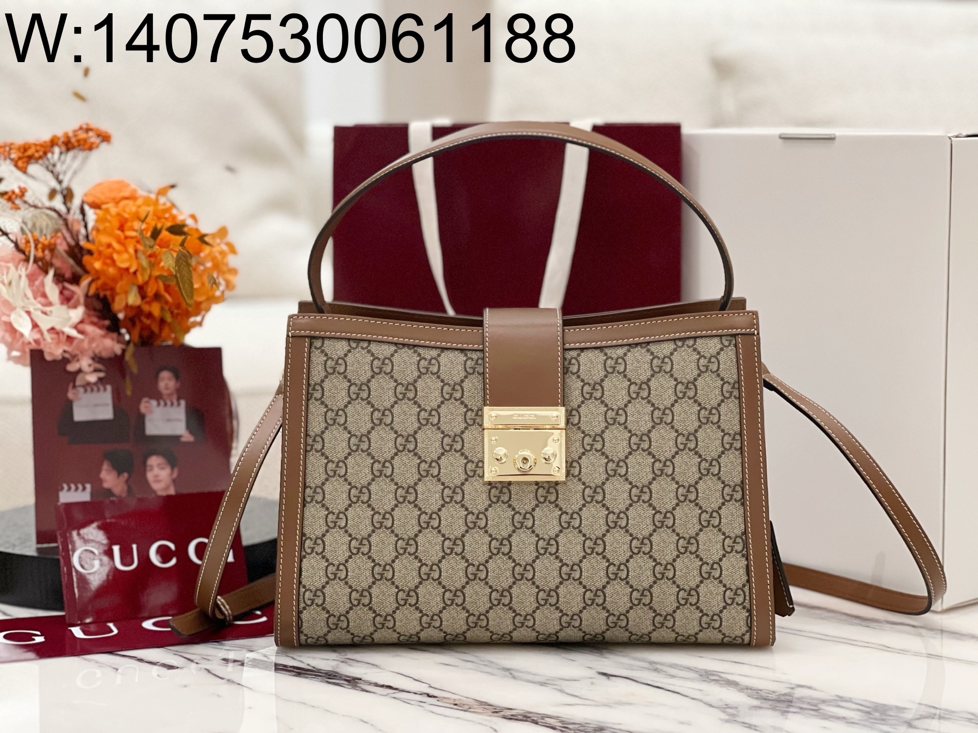 [JHL] 구찌 패들락 라지 탑 핸들백 브라운 31*21*11cm 838991