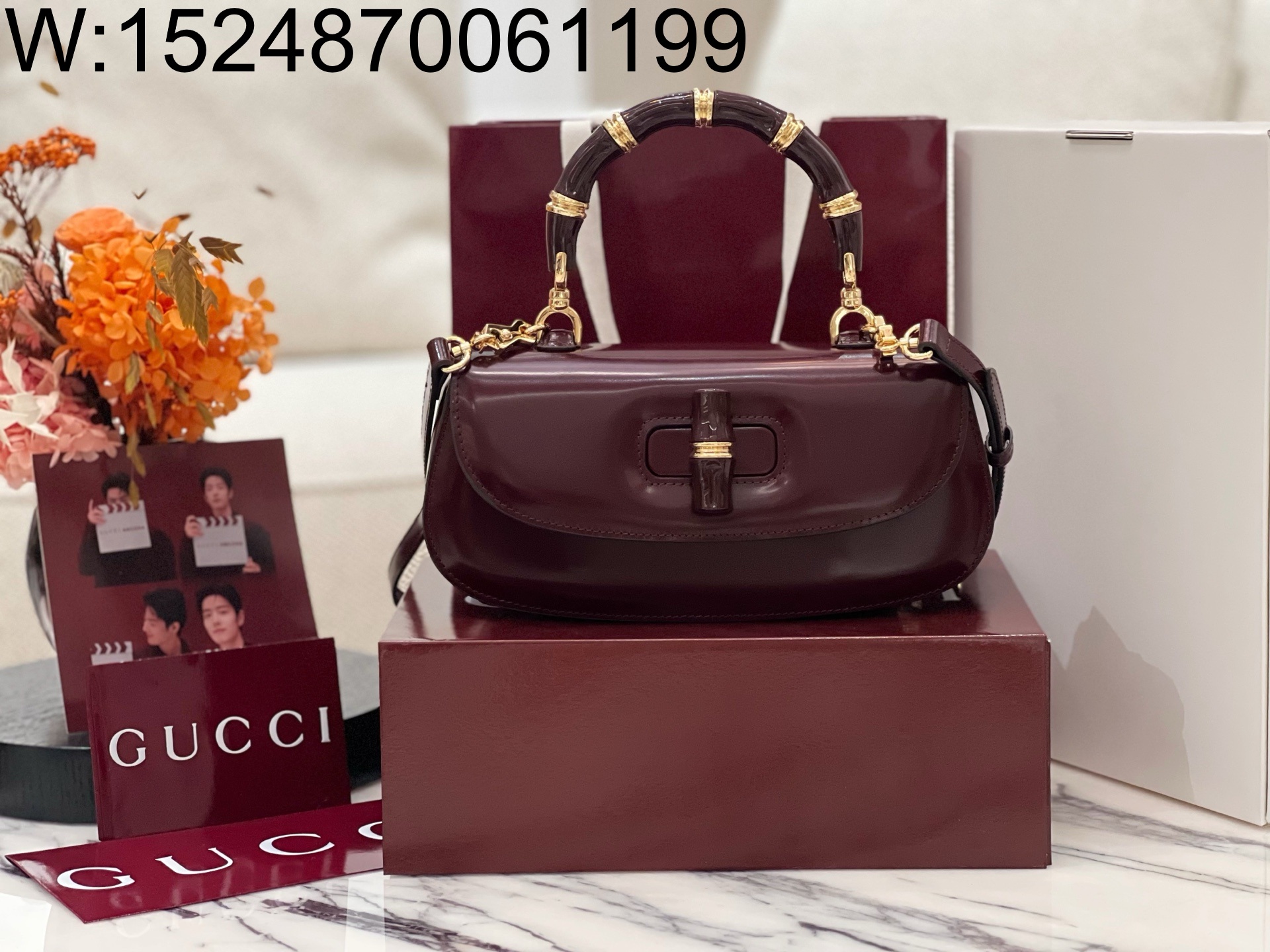 [JHL] 구찌 뱀부 Diva 미디엄 백 와인 827750 26.6*13*8cm