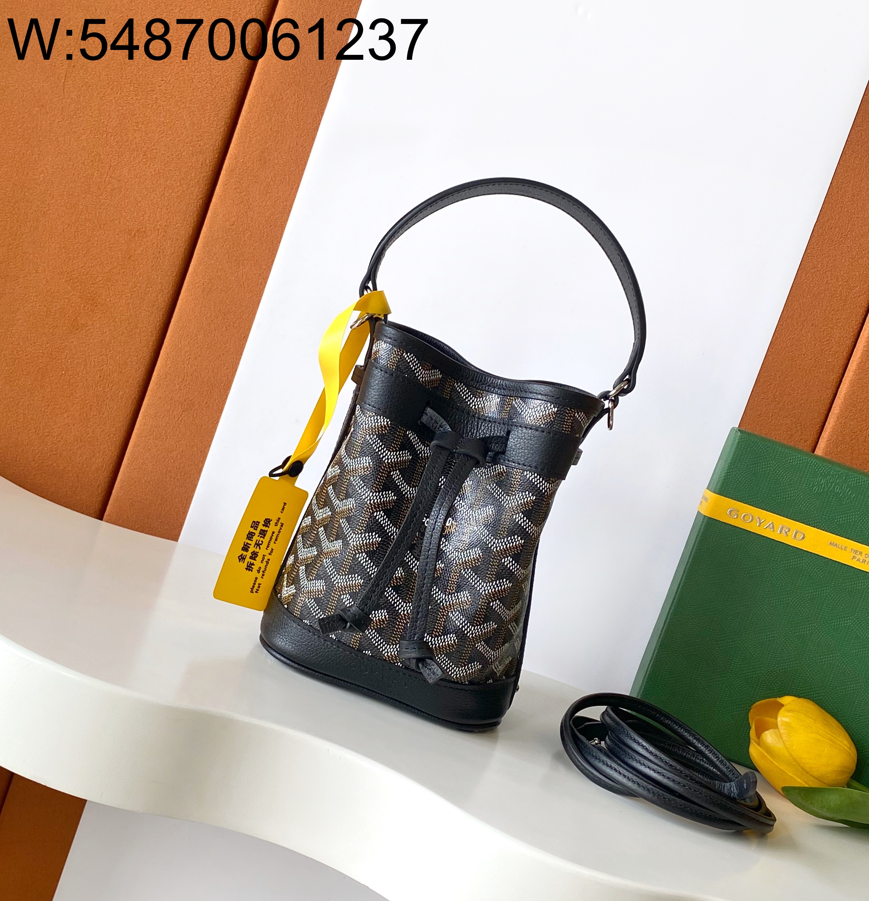 [리미티드] 고야드 쁘띠 플로 버킷 백 블랙 12*10*17.5cm