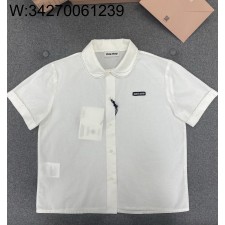 TJ공장 미우미우 여성용 반팔 셔츠 화이트