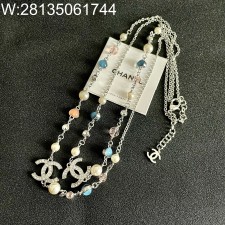 AGG 샤넬 CC로고 더블 이중 목걸이 멀티 컬러