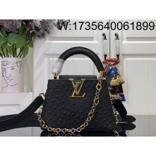 [88factory] 루이비통 카퓌신 미니 타조무늬 21*8*14cm M12938 블랙