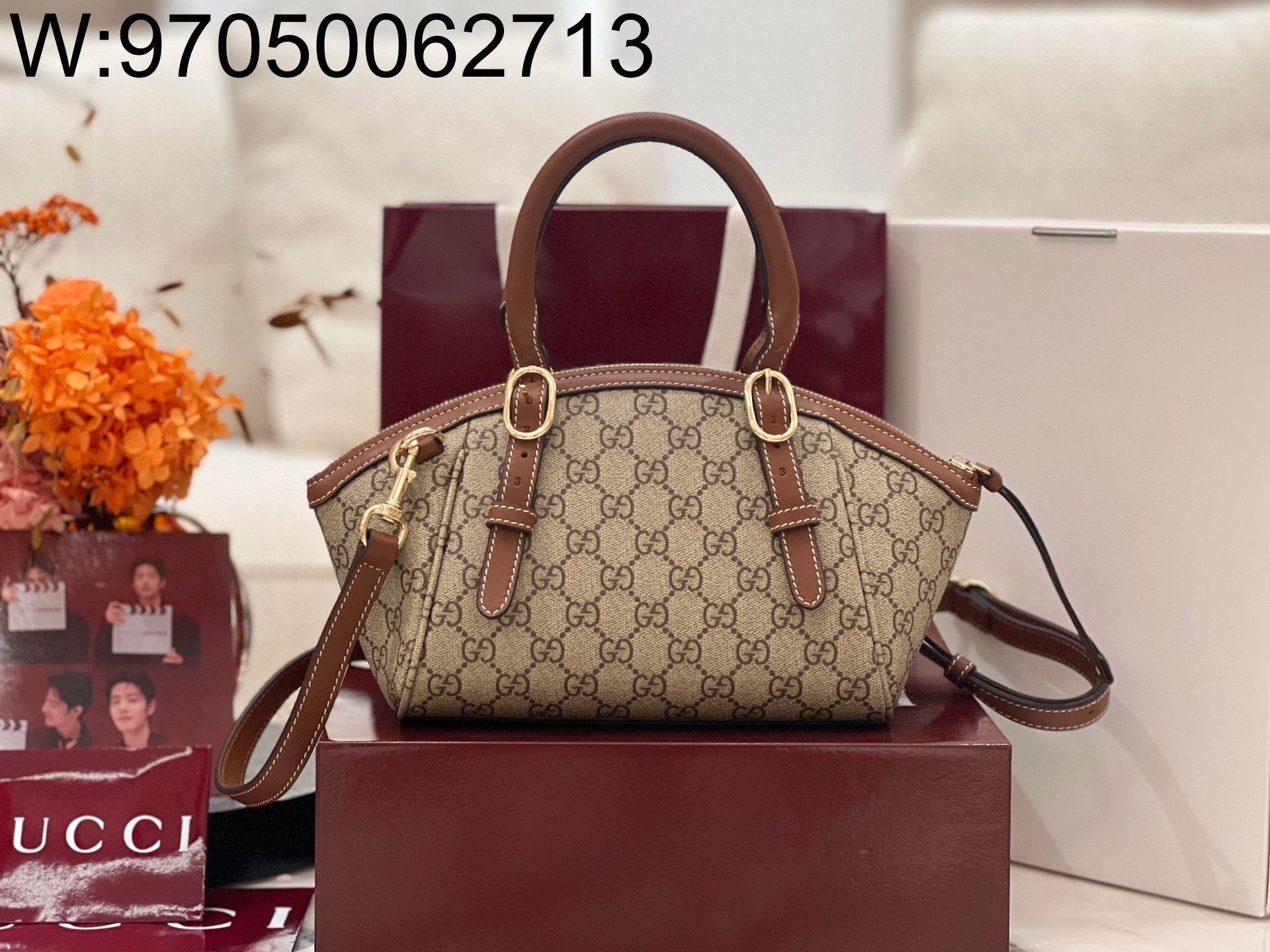 [JHL] 구찌 GG 엠블럼 스몰 탑 핸들백 839005 31*12*17cm 베이지