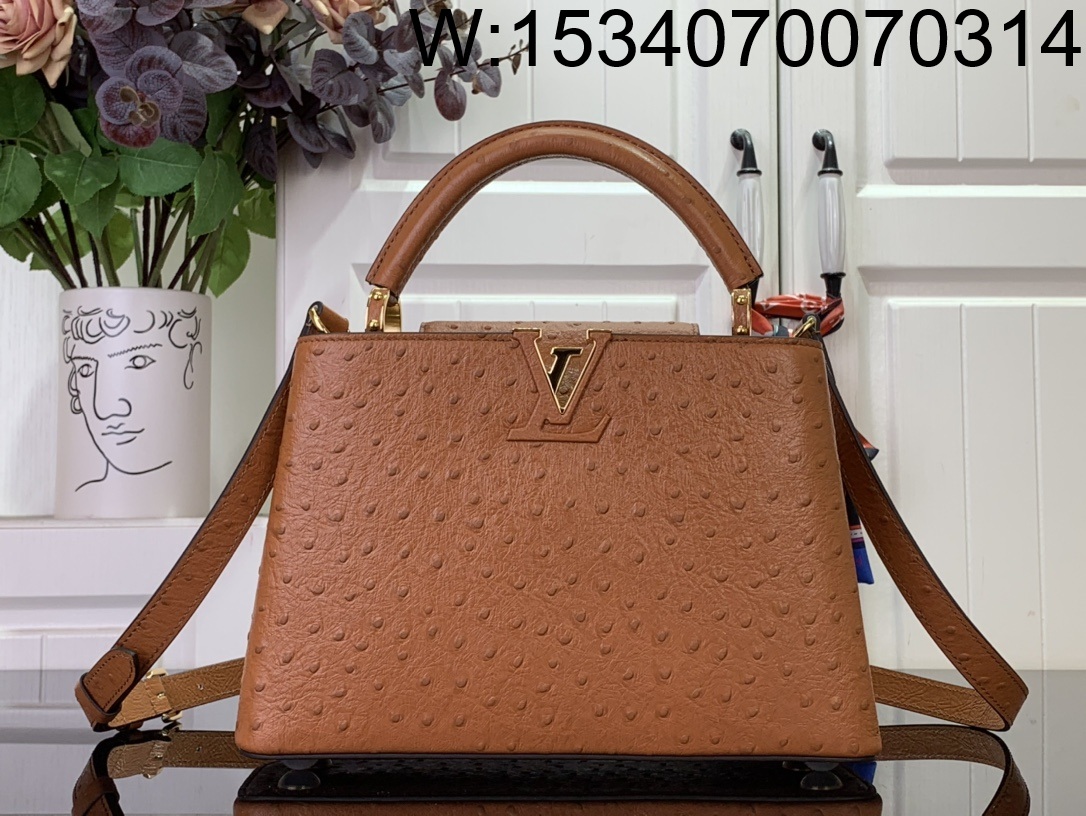 [88factory] 루이비통 카퓌신 스몰 타조무늬 27*18*9cm M24714 브라운