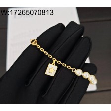 AGG 디올 체인 진주 이음 팔찌 골드
