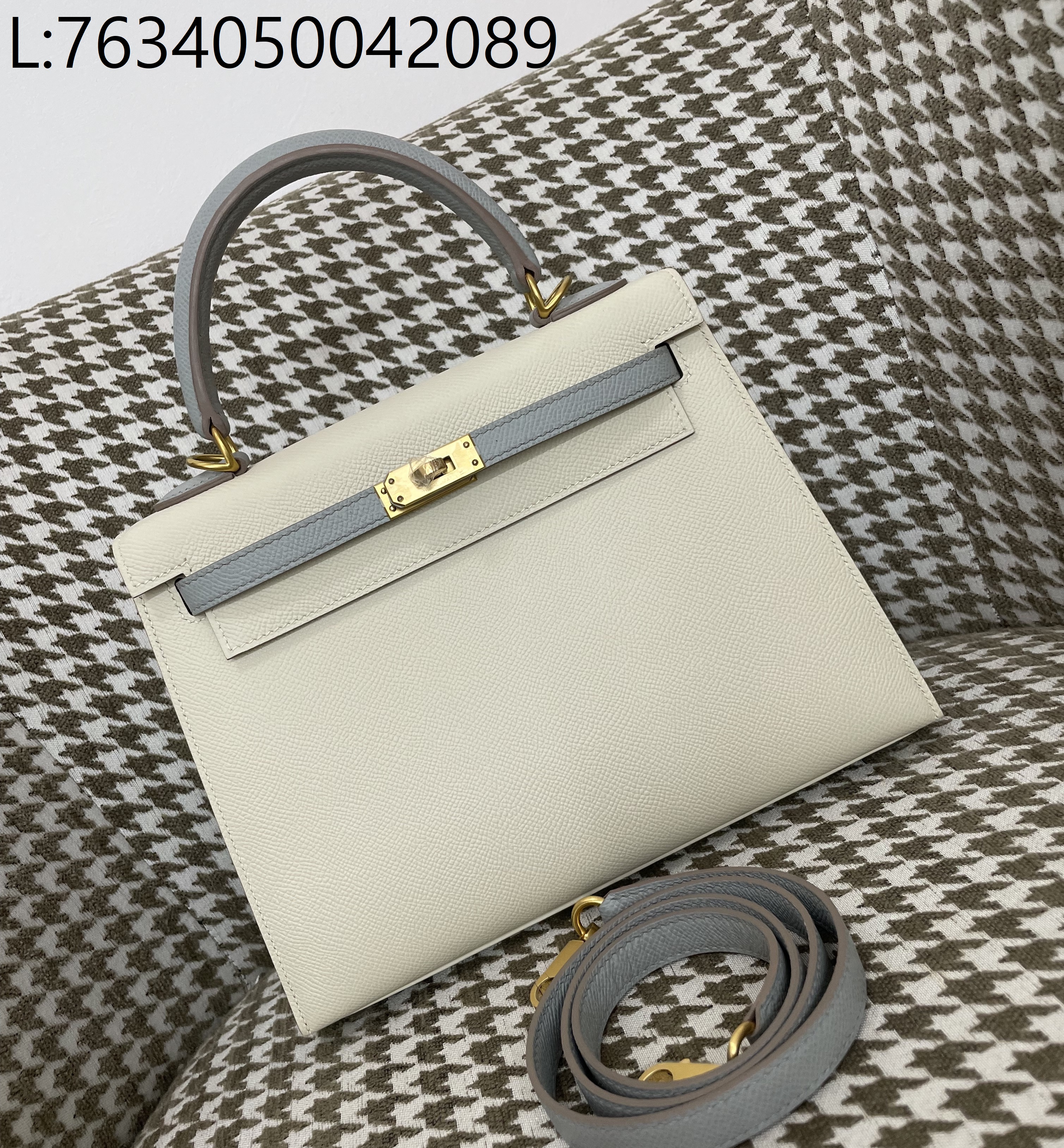 [장인의집,심안공장] 에르메스 켈리 25 금장 배색 그레이 아이보리 epsom