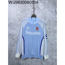 [사슬공장] 슈프림 x umbro SS25 모노그램 자카드 지퍼 가디건 스카이 블루