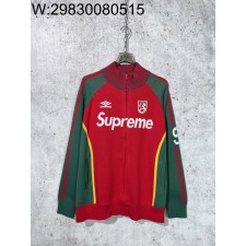 [사슬공장] 슈프림 x umbro SS25 모노그램 자카드 지퍼 가디건 레드