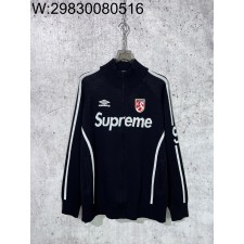 [사슬공장] 슈프림 x umbro SS25 모노그램 자카드 지퍼 가디건 블랙