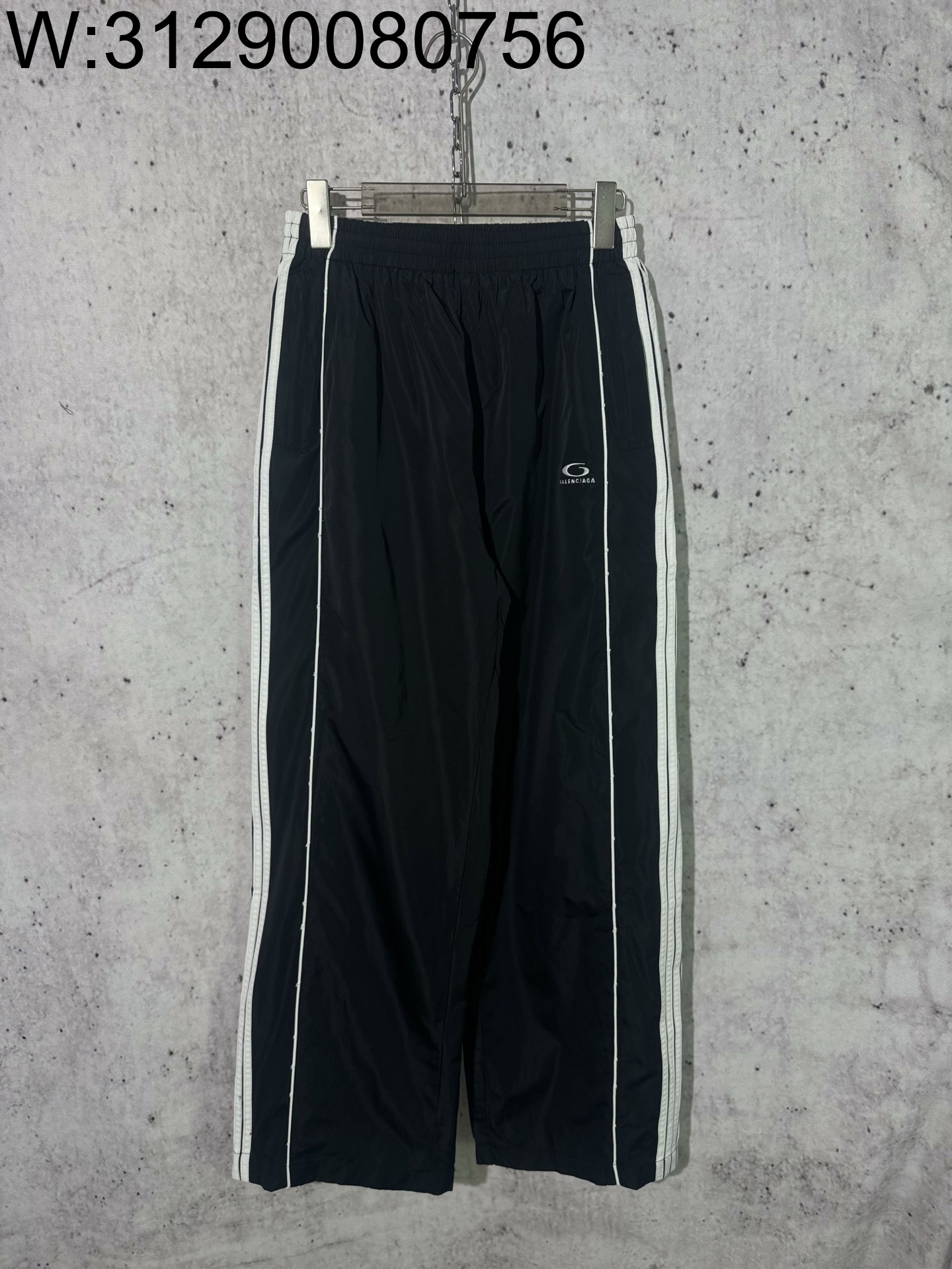 [사슬공장] 발렌시아가 Tracksuit 캐쥬얼 옆 흰색 줄 루즈핏 팬츠 블랙