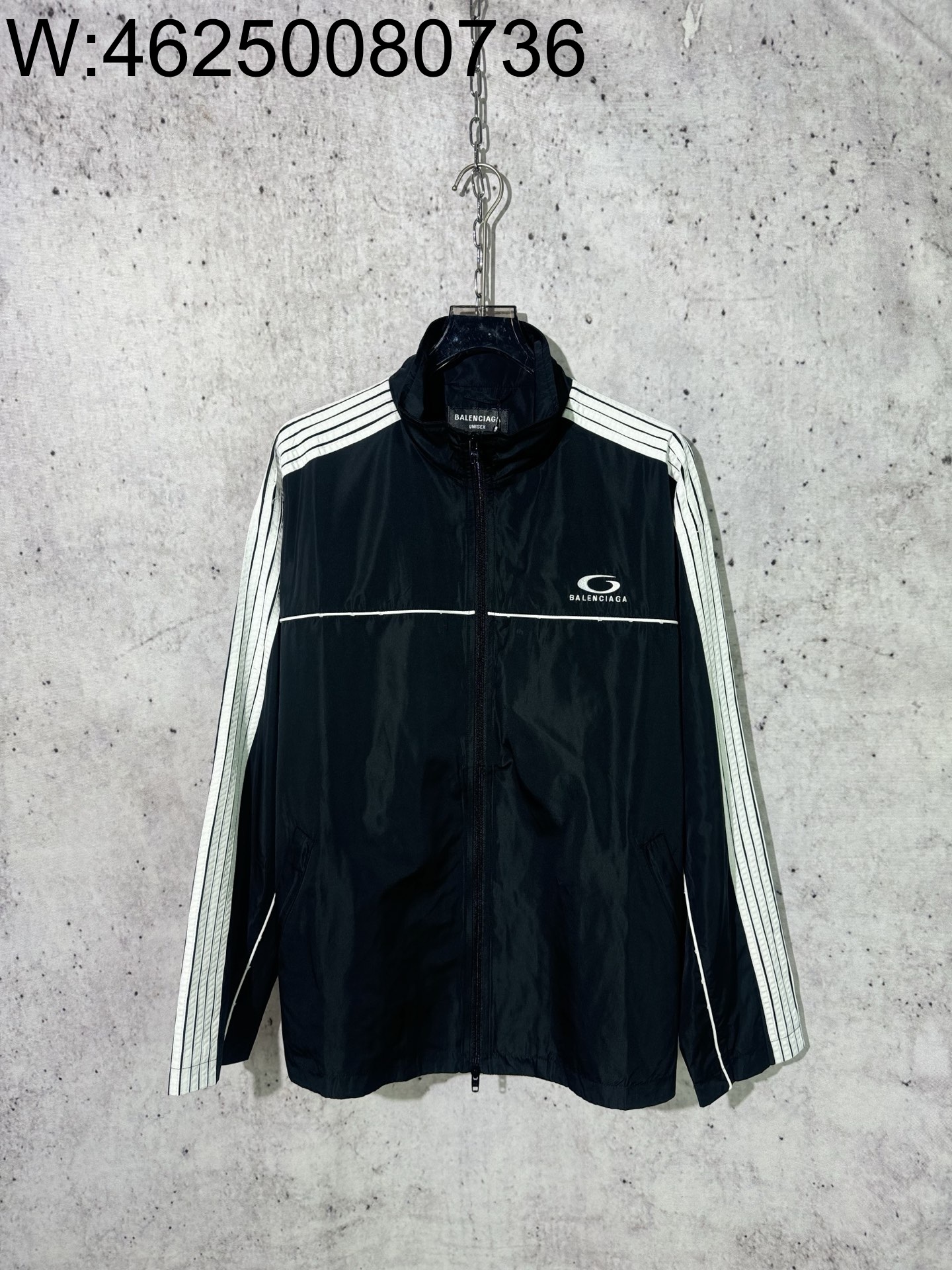 [사슬공장] 발렌시아가 Tracksuit 캐쥬얼 흰색 줄 루즈핏 자켓 트레이닝집업 블랙