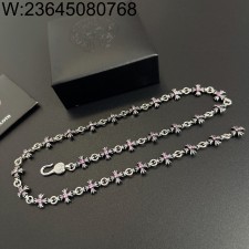 AGG 크롬하츠 플라워 십자가 목걸이 핑크