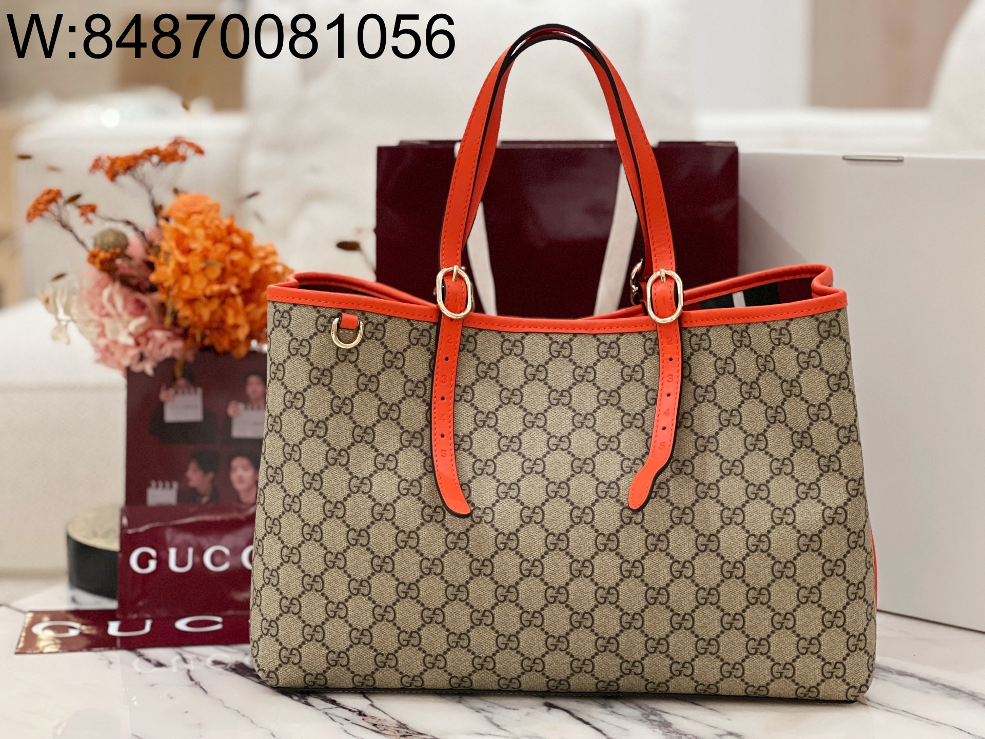 [JHL] 구찌 GG 엠블럼 라지 토트백 815213 38*25.5*15cm 오랜지