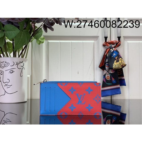 [88factory] 루이비통 모노그램 코인카드 홀더 지퍼 카드지갑 M14762 8*14.5*1cm 블루