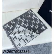 AGG 샤넬 CC로고 올 오버 양털 스카프 180*35cm 그레이