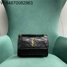 Pomegrante 생로랑 빈티지 가죽 소재 NIKI BABY 633160 22*17*12cm 블랙 금장