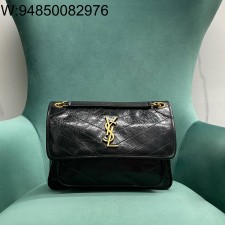 Pomegrante 생로랑 빈티지 가죽 소재 NIKI 미디엄 633158 28*14*20cm 블랙 금장