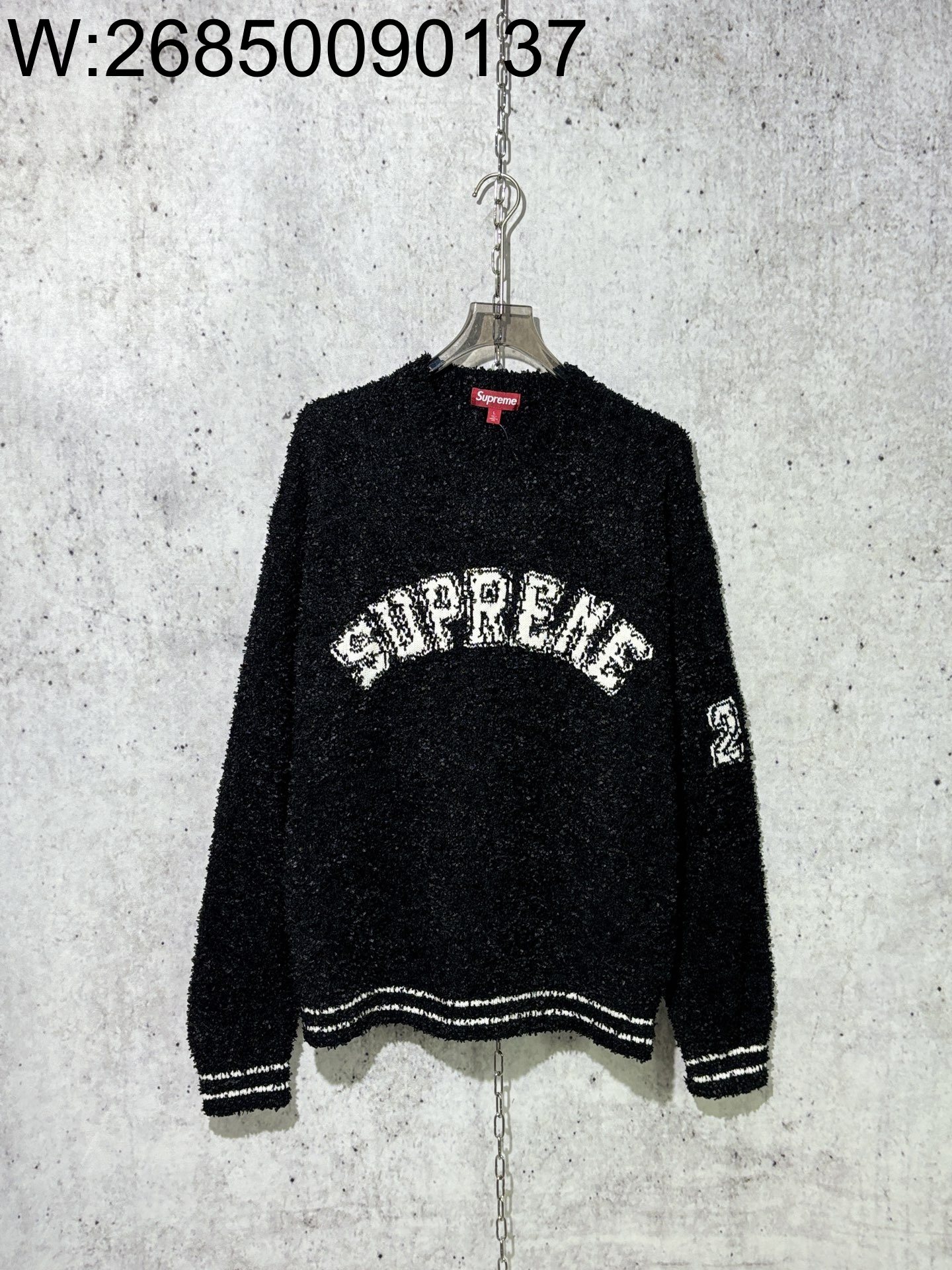 [사슬공장] 스프림 SS25 위크5 Textured Arc Sweater 니트 블랙