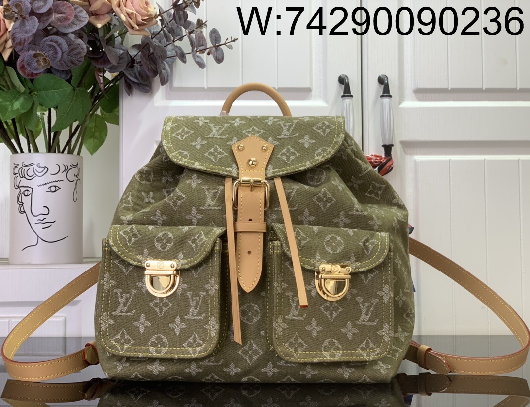 [88factory] 루이비통 빈티지 데님 백팩 M44460 28*38*17cm 올리브