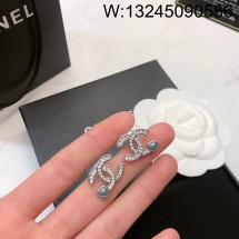 AGG 샤넬 CC로고 블루 하트 큐빅 귀걸이