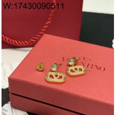 AGG 발렌티노 Valent 큐빅 로고 귀걸이 골드